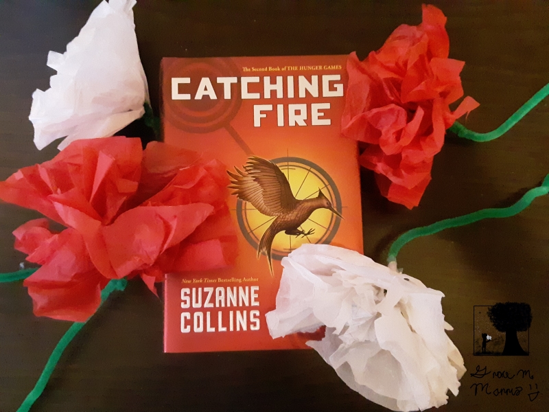 "Catching Fire" with paper flowers.