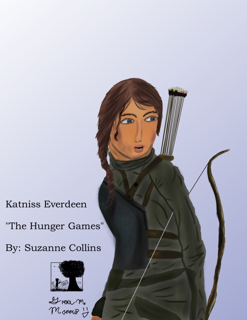 Fan art of Katniss Everdeen, drawn by Grace M. Morris