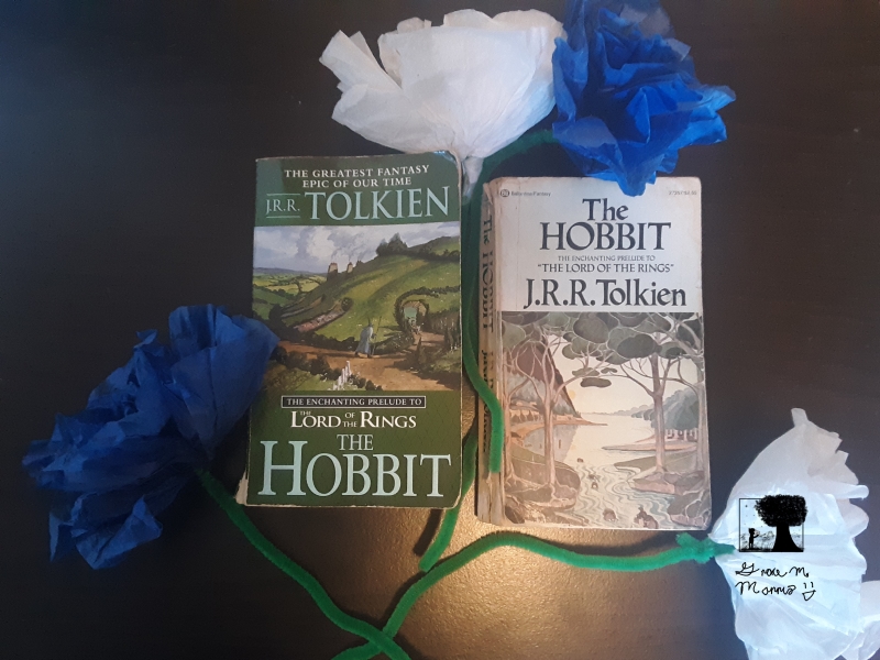 "The Hobbit" with paper flowers
