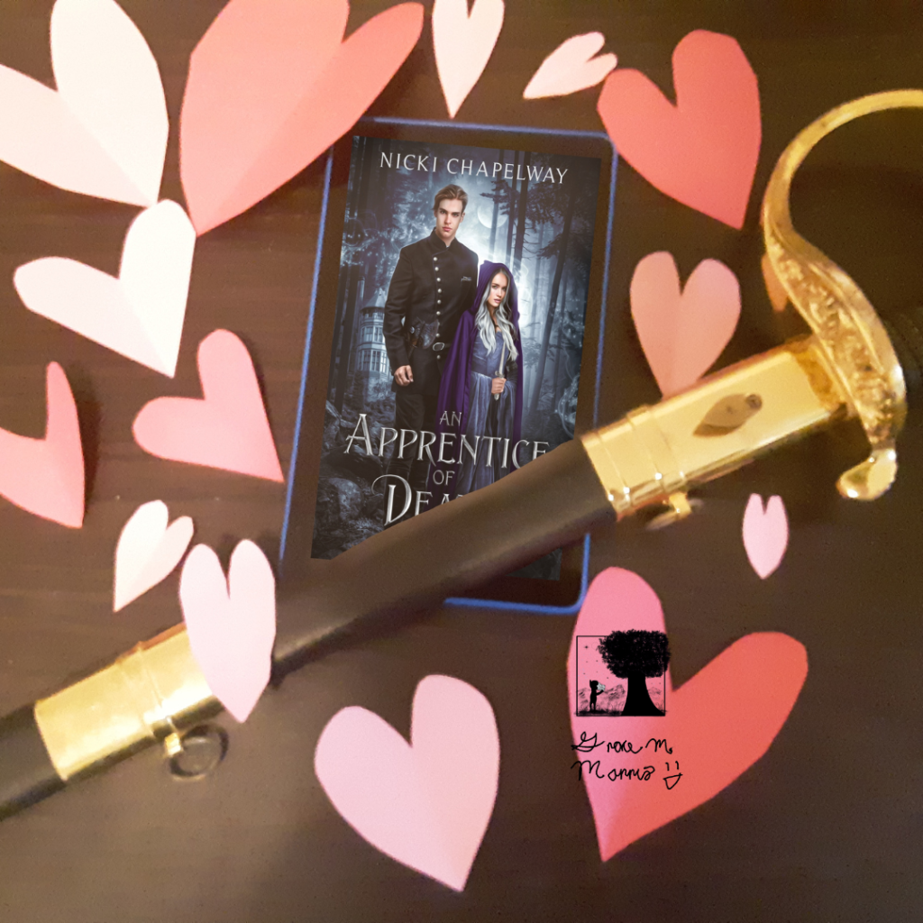 Promo picture of "An Apprentice of Death" with a sword and paper hearts.